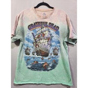 Vintage 2001 Grateful Dead Ship Of Fools Liquid Blue‎ Tie Dye Shirt Large